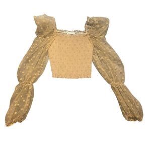 O. Vianca Polka Dot Sheer Puff Sleeve Top